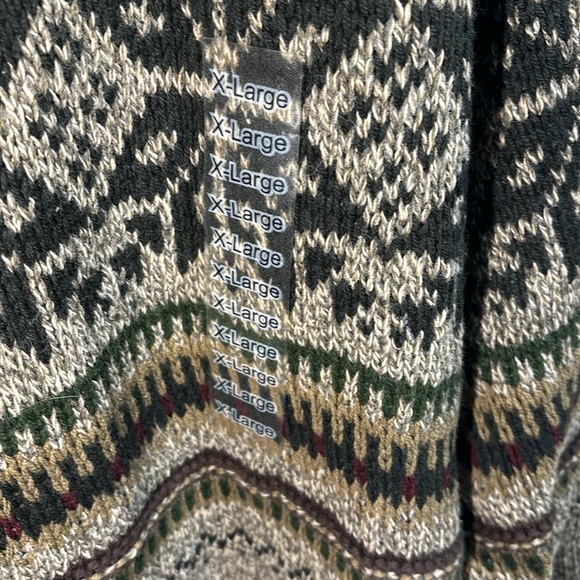 Vintage "FieldMaster" Tan & Olive Green Cotton`/Acrylic Snowflake Sweater XL - Picture 4 of 5
